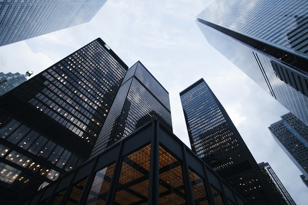 Modern commercial buildings representing OM INFOTECH clients